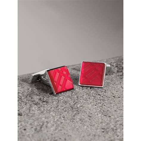 burberry check-engraved square cufflinks|Designer Ties & Cufflinks .